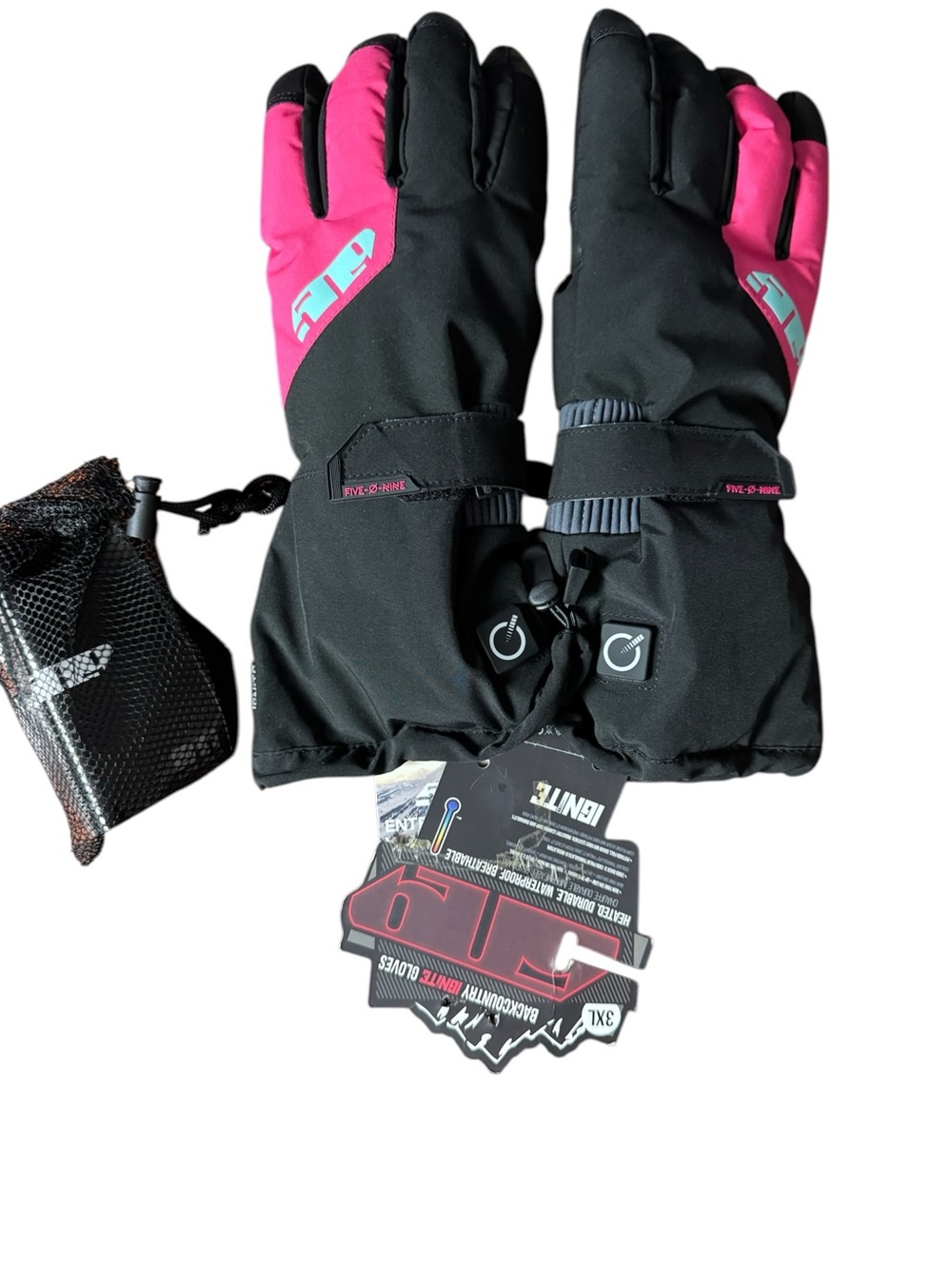 509 Backcountry Ignite Heated Snowmobile Gloves Raspberry Black 2XL NWT